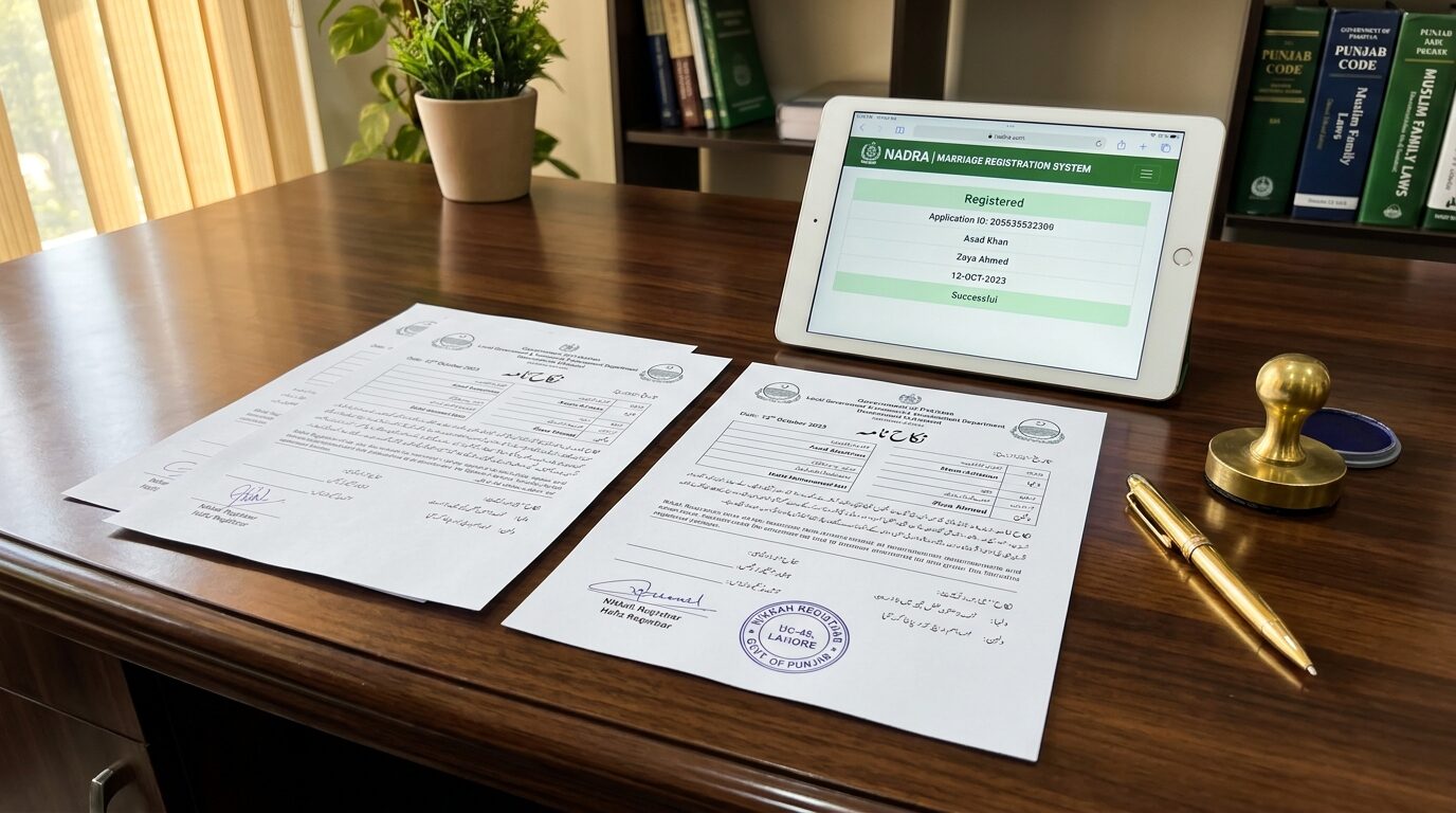 NADRA computerized marriage certificate and official Union Council Nikkahnama legal verification